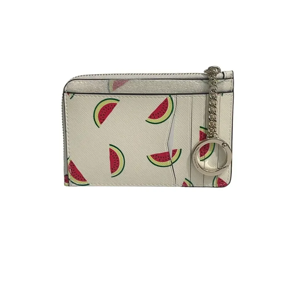 Kate Spade Staci Watermelon Party Medium L-zip Card Holder key ring New